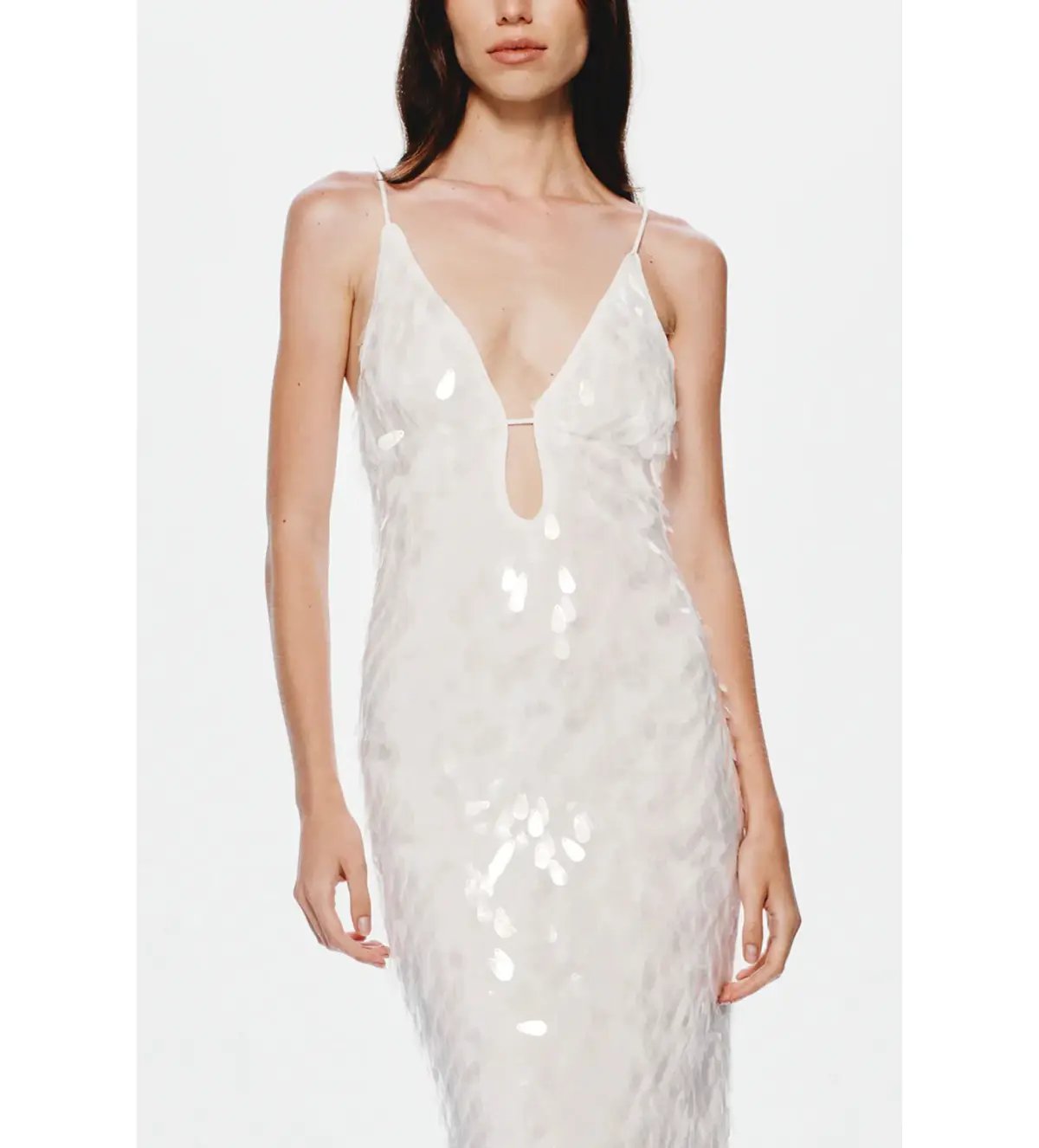 Misha Sapphire Sequin Maxi Dress Ivory Size 10/M photo 2