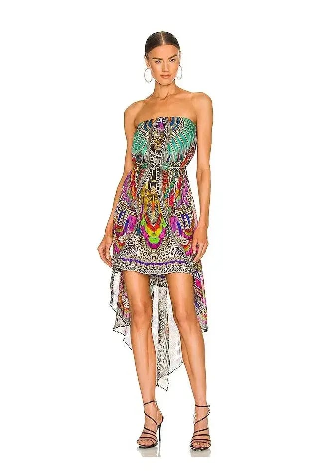 Camilla Strapless Overlayer Dress in Guardians Of The Sun Size 8 photo 2