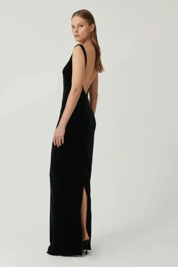 Effie Kats Verona Gown in Black Velvet Size M / AU 10 photo 3