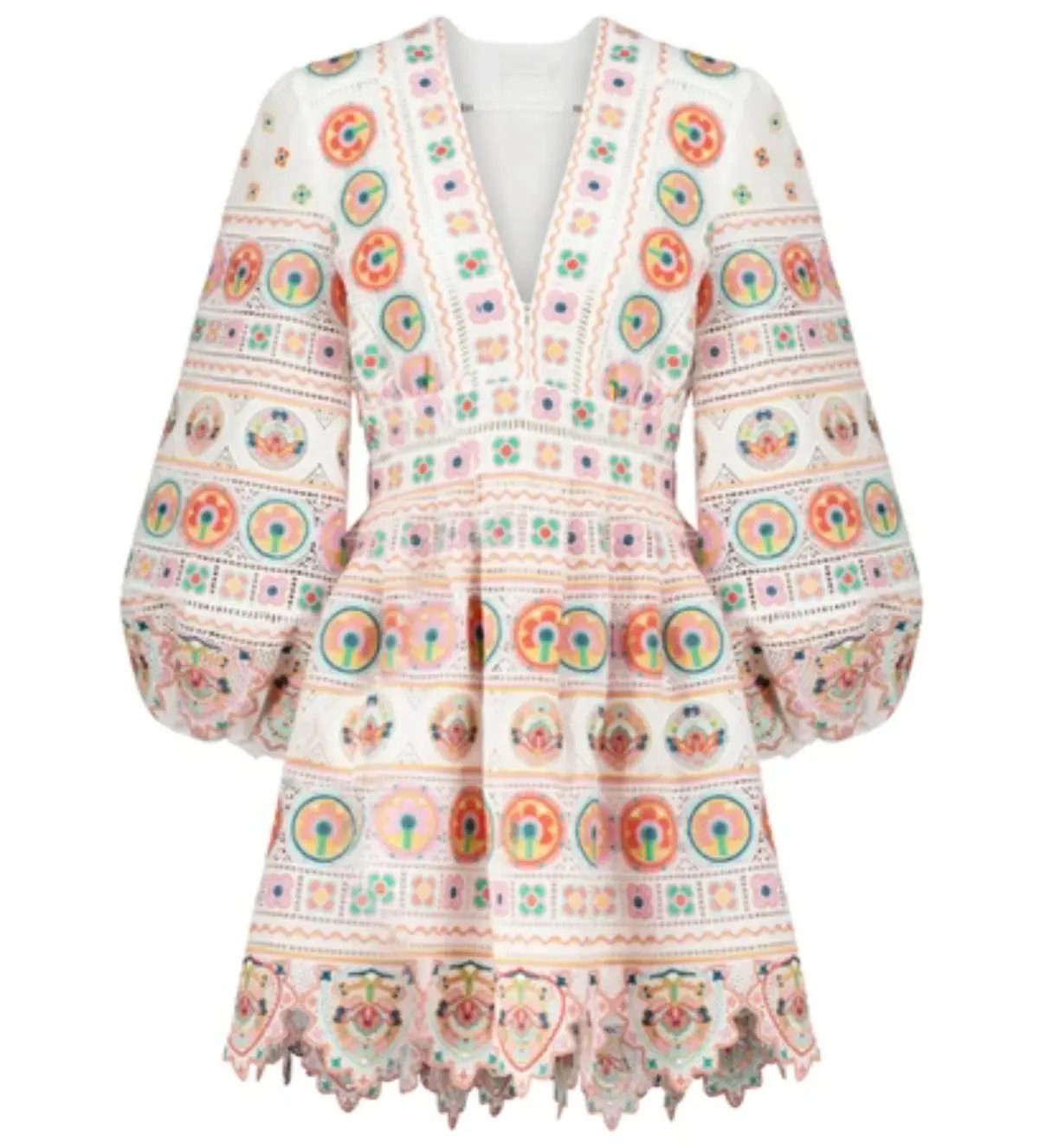 Zimmermann Brighton Plunge Embroidered Floral Mini Dress in Multi Size 0/ 8 AU photo 8