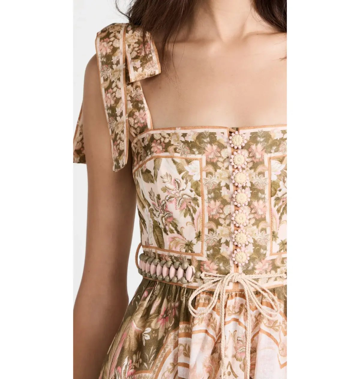 Zimmermann Lyre Picnic Dress in Khaki Palm Size 3 / AU 14 photo 2