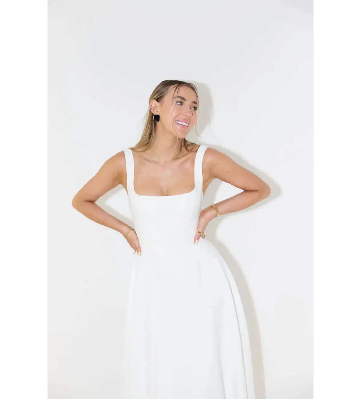 Odd Muse Ultimate Muse High Waist Square Neck Midi Dress White Size AU 10 photo 2