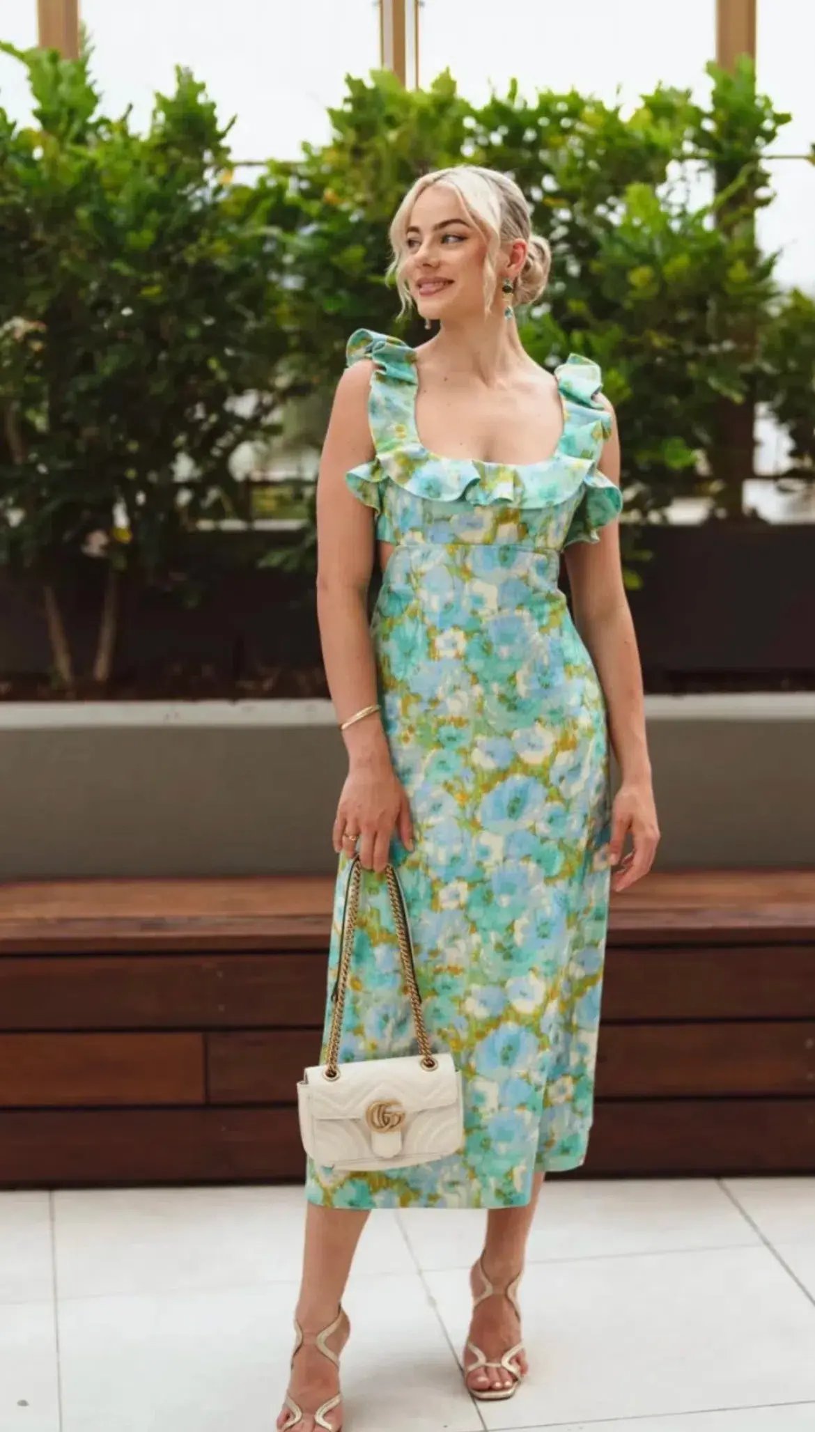 Zimmermann High Tide Frilled Midi in Aqua Floral Size 1 photo 3