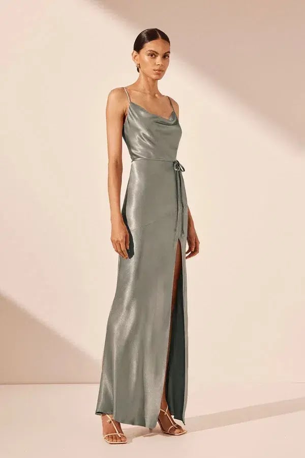 Shona Joy La Lune Bias Cowl Midi Dress Sage Size 10 photo 2