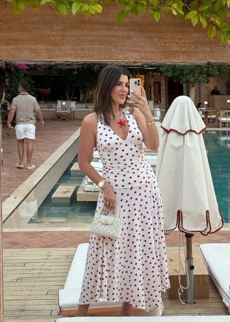 Sneaky Link Paris Midi Dress Red Polka Dot photo 2