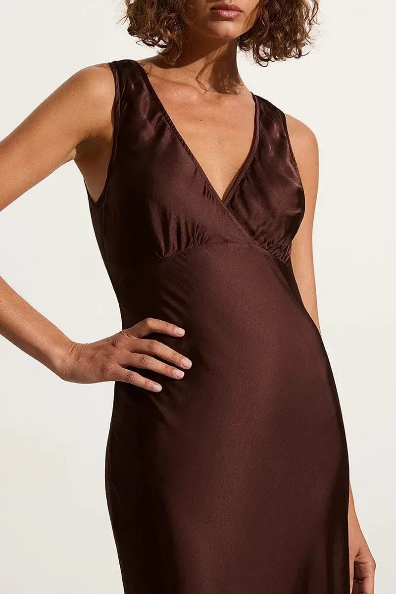 Faithfull the Brand Barossa Maxi Dress Dark Truffle Size 8 photo 4
