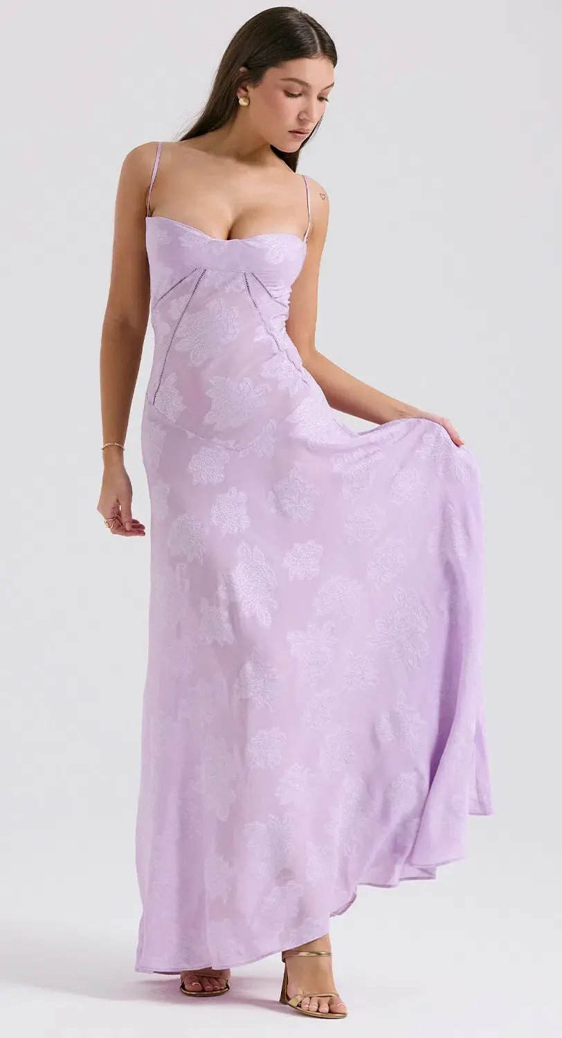 House Of CB Seren Lace Back Maxi Dress Orchid Floral Size S / AU 8 photo 2