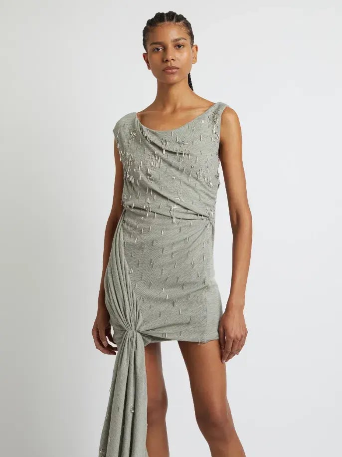 Christopher Esber Crystal Cluster Micro Dress Grey Size AU 6 photo 4