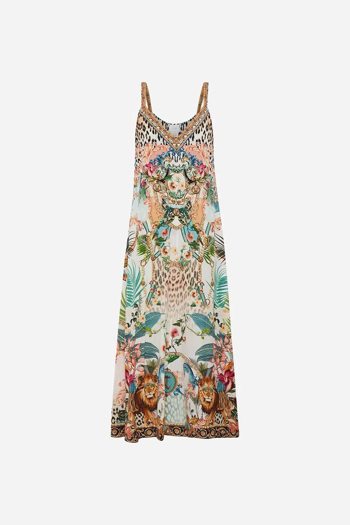 Camilla V Neck Midi Slip Dress Royalty Loyalty Print Size 10 photo 6