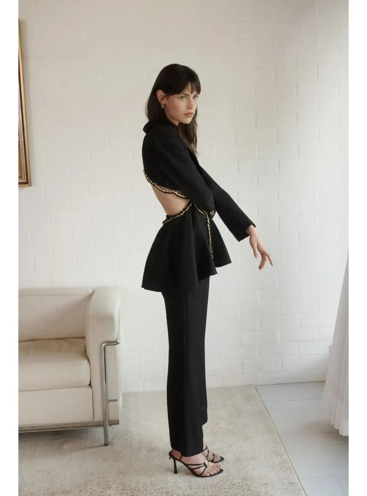Aje Opal Backless Chainlink Jacket Black Size AU 10 photo 5