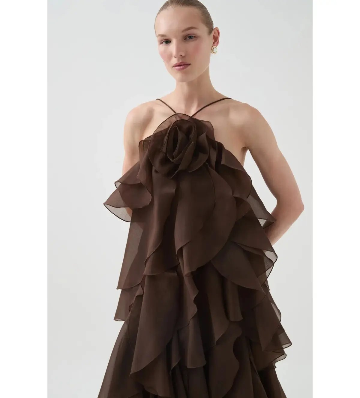 Aje Pandorea Layered Maxi Dress Carob Size AU 8 photo 5