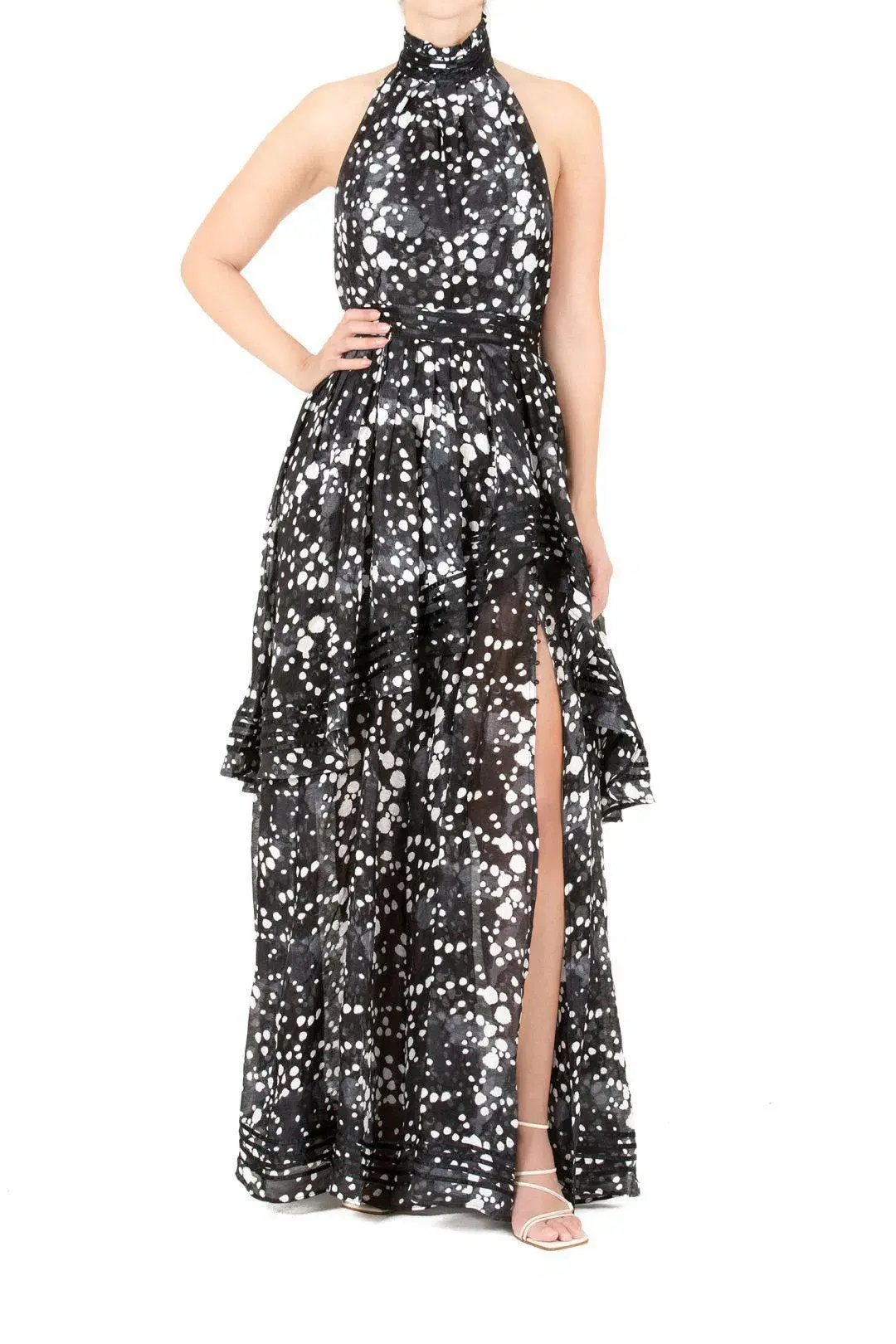 Aje Sienna Gala Maxi Dress Print Black Size AU 12 photo 2