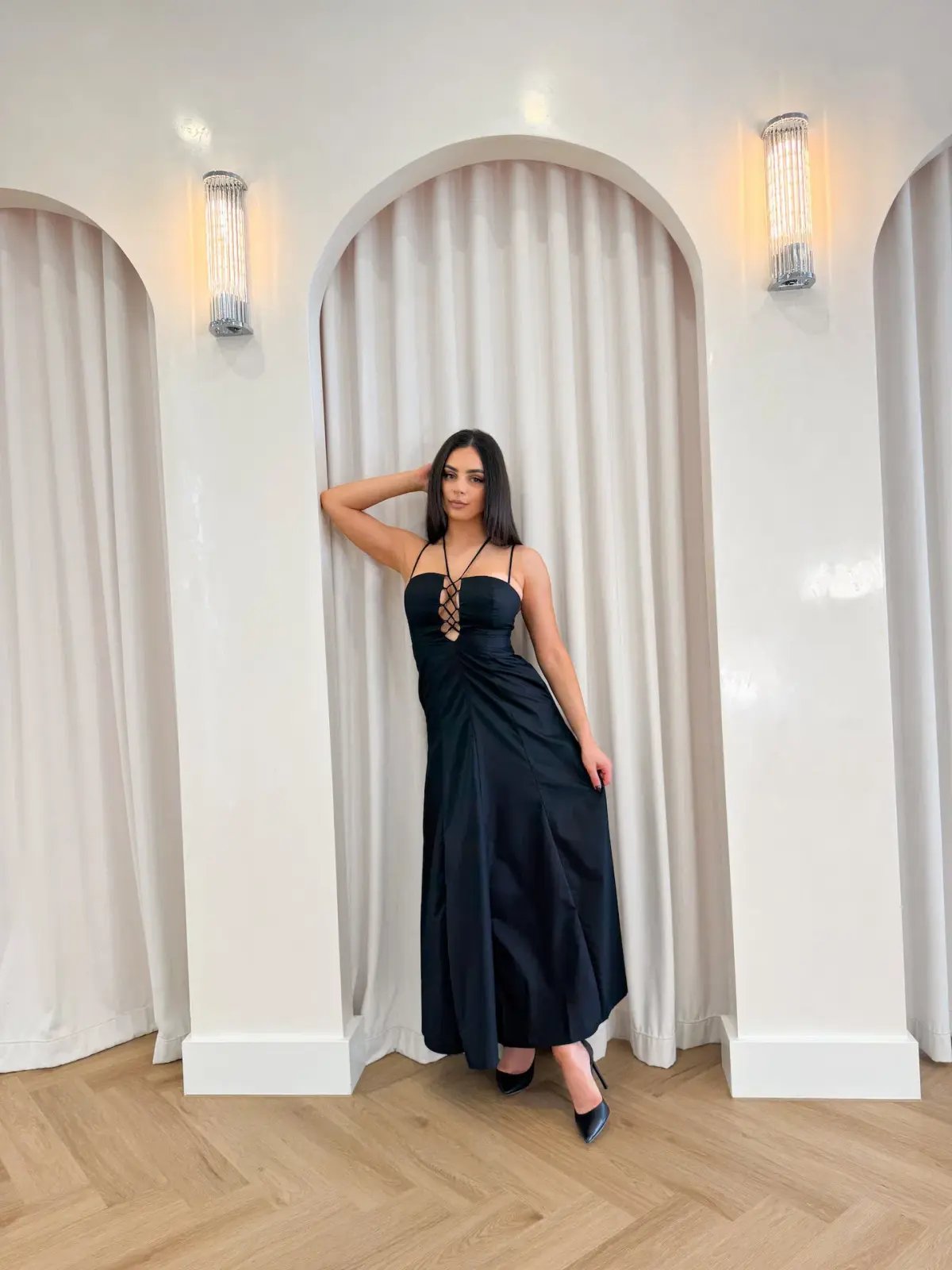 Sofia Irina Maxi Cut Out Dress Black Size M / AU 10 photo 2