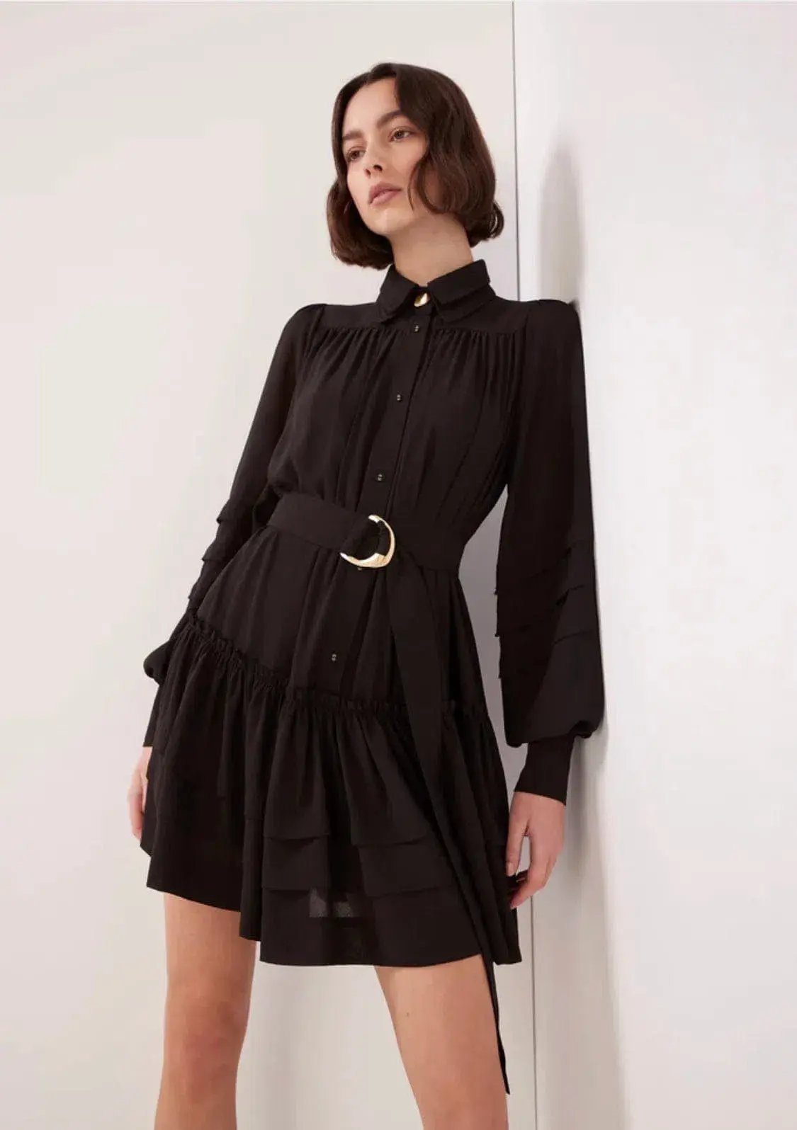 Aje Aurora Belted Mini Dress Black Size 8 photo 2