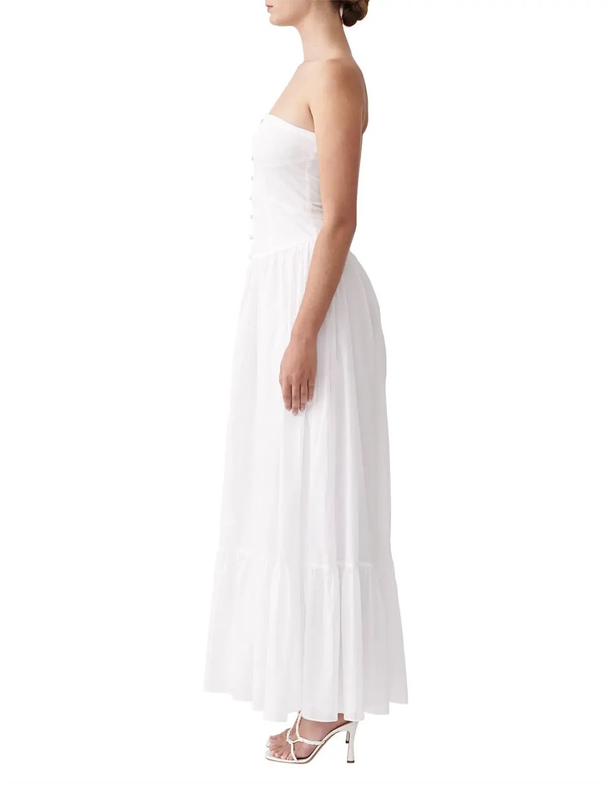 Joslin Anastacia Off Shoulder Strapless Cotton Maxi Dress White Size 8 photo 5