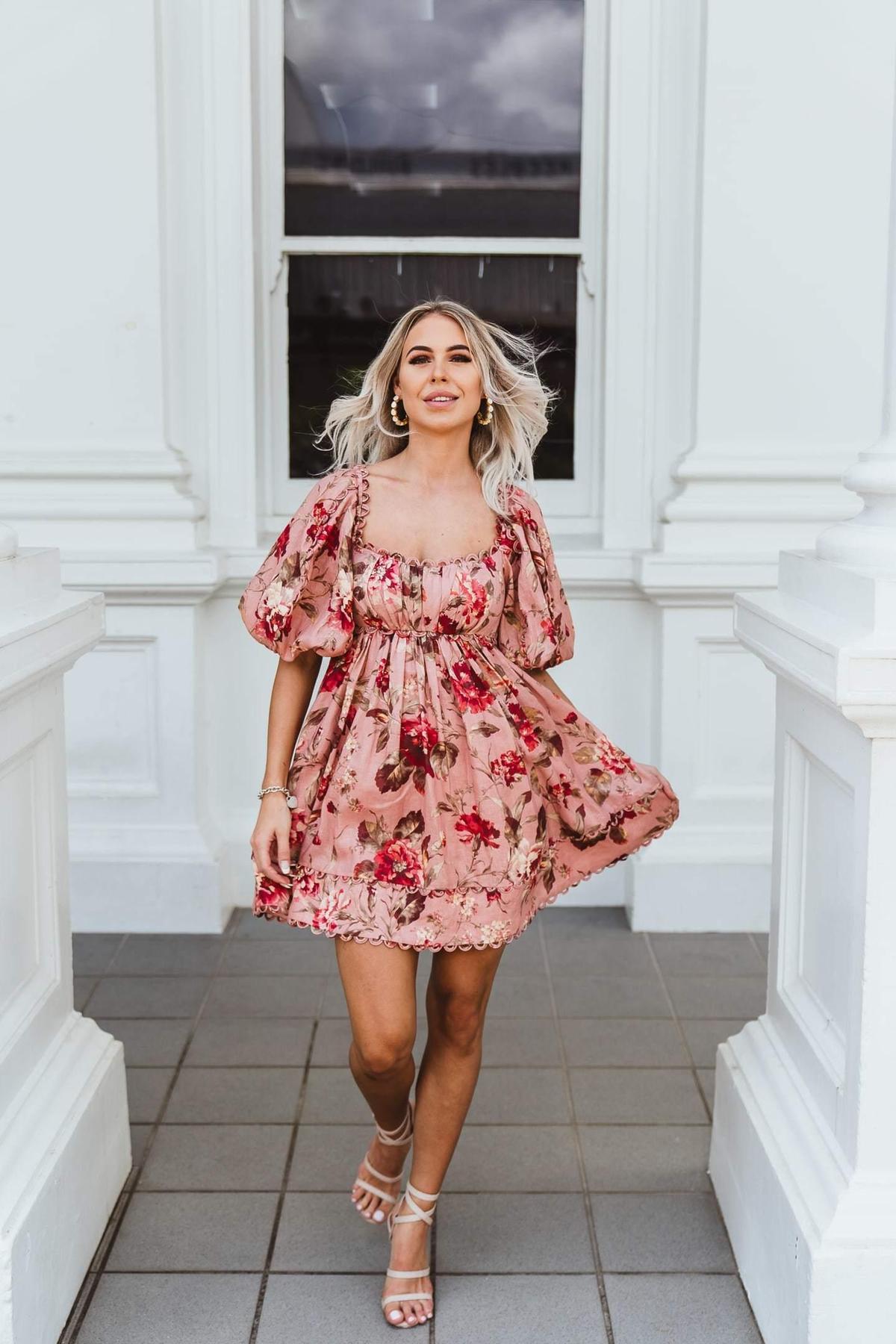 Zimmermann Cassia Scallop Mini Dress in Floral Musk Size 0 / AU 8 photo 2
