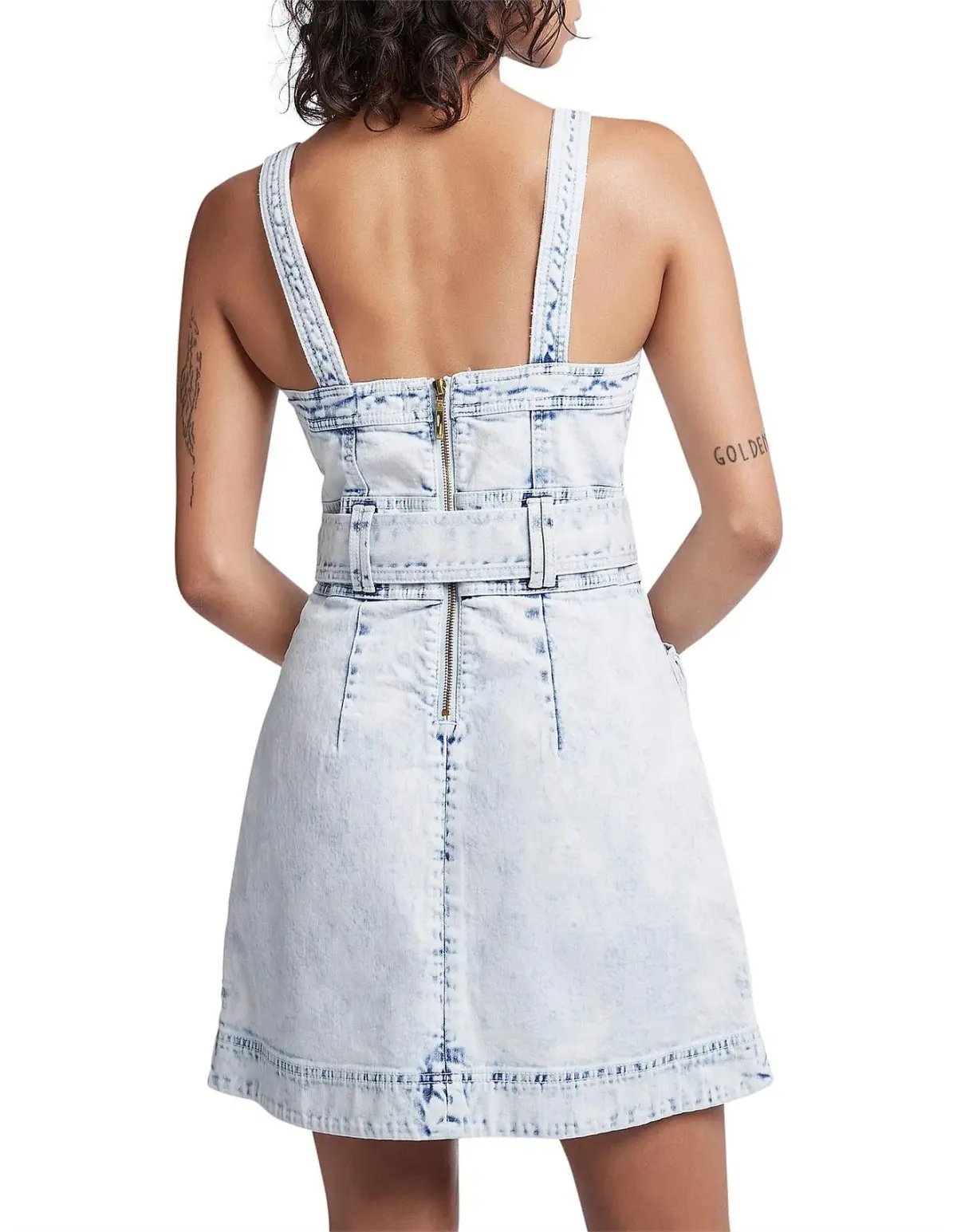 Aje Crafted Sleeveless Denim Mini Dress Acid Wash Size 10 photo 2