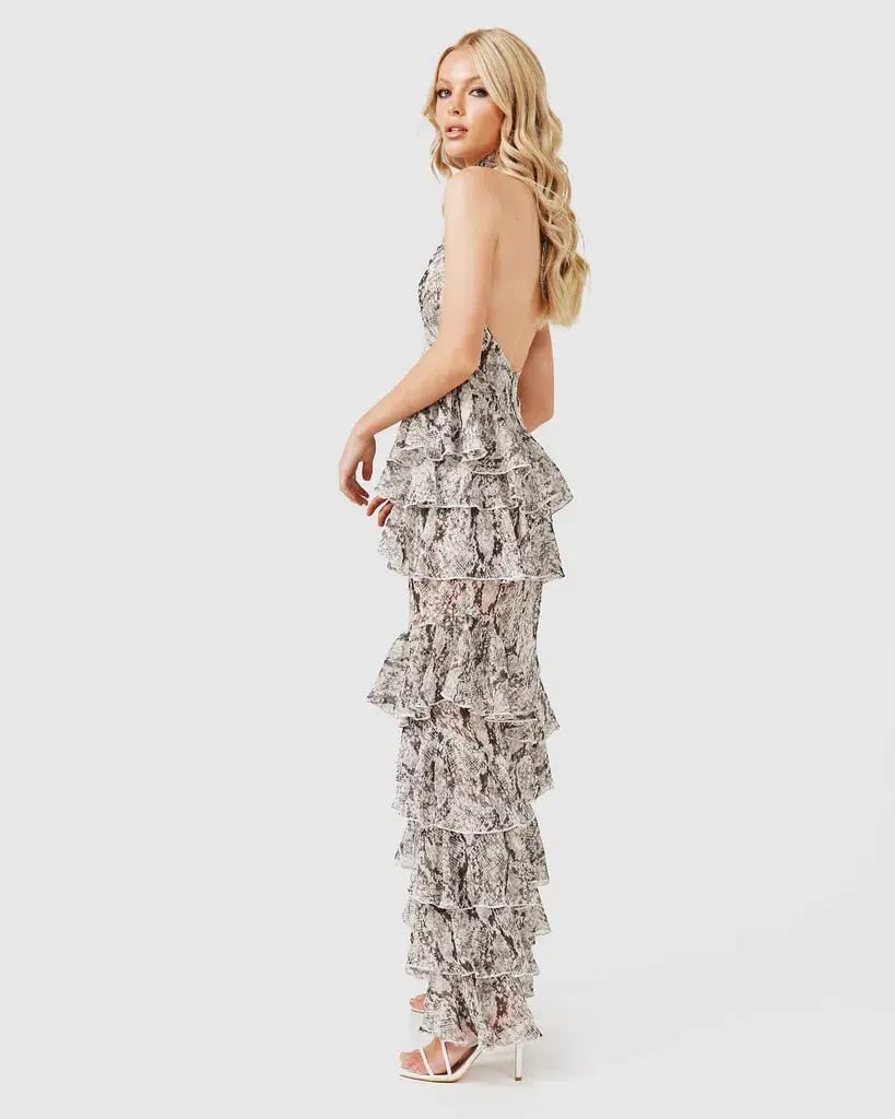 Derma Department Oscar Pale Snakeskin Maxi Dress Print Size 8 photo 4