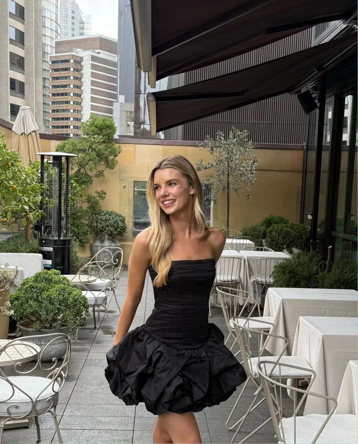 Aje Violette Bubble Hem Mini Dress Black Size 8 photo 7