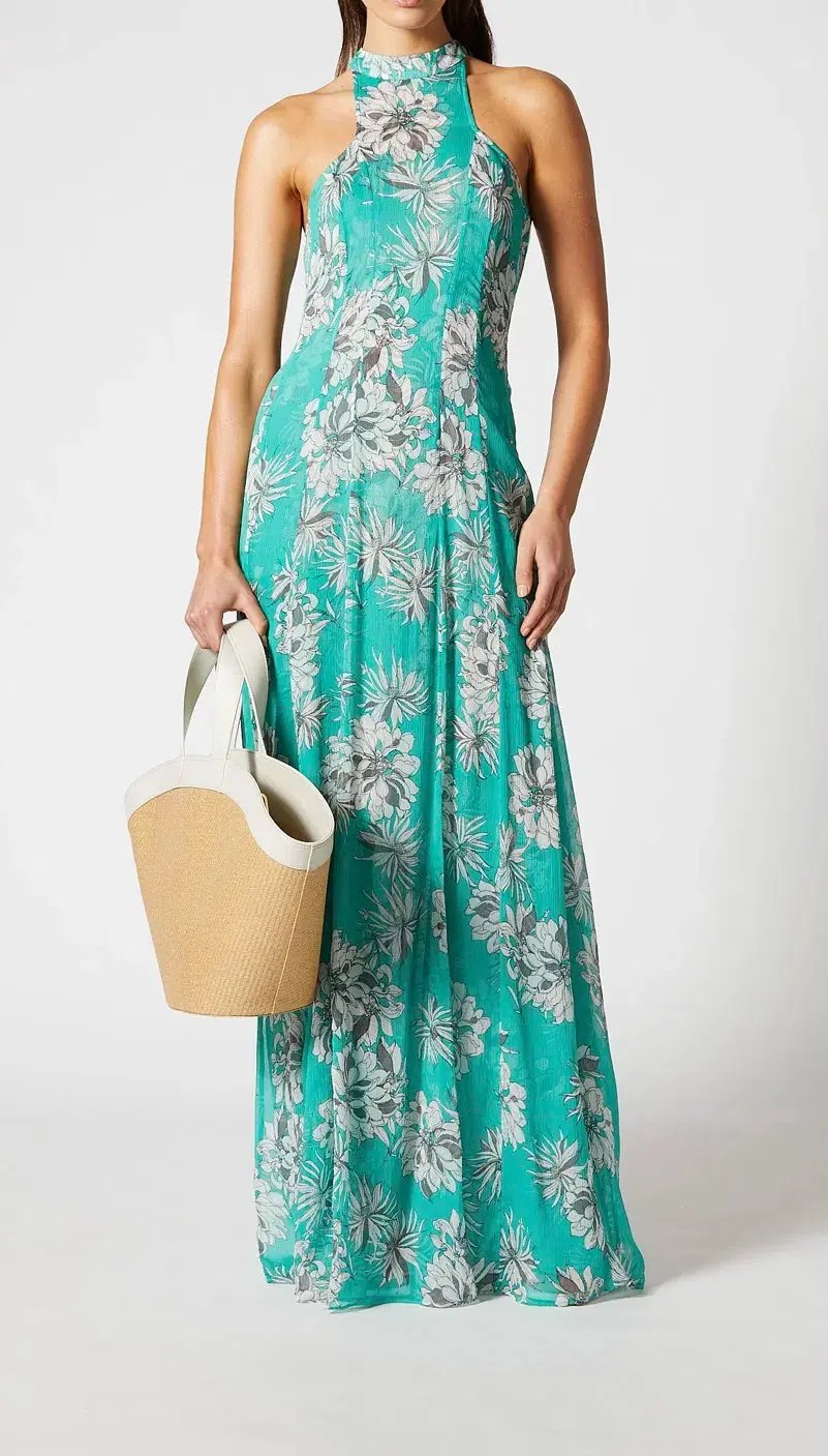 Scanlan Theodore Silk Georgette Floral Dress Spearmint Size AU 8 photo 4