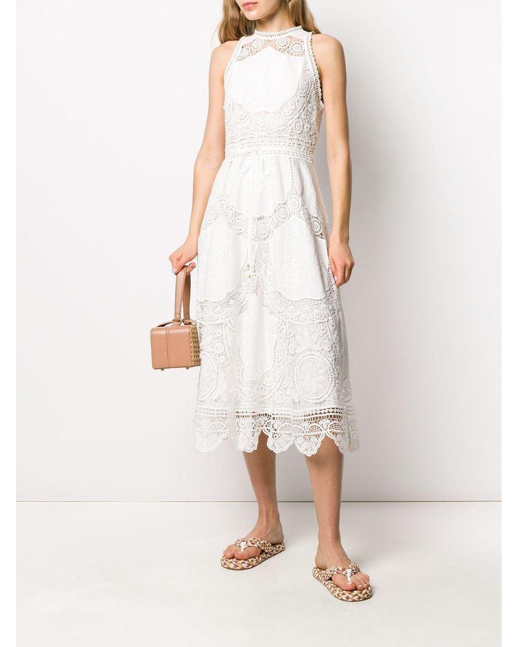 Zimmermann Bonita Crochet Embroidered Midi Dress Ivory Size 0 / AU 8 photo 2
