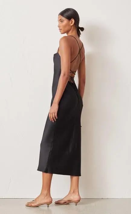 Bec and Bridge Seraphine lace up Black silk Dress photo 5
