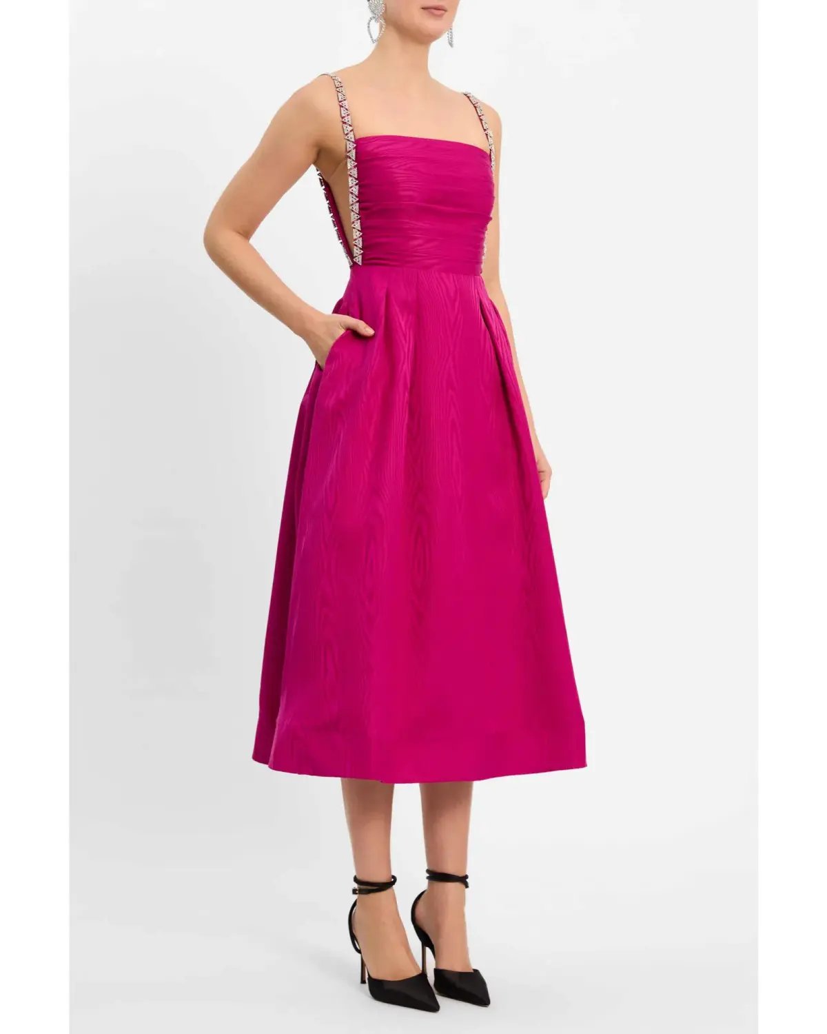 Rebecca Vallance Cynthia Midi Dress Fuchsia Size AU 10 photo 2