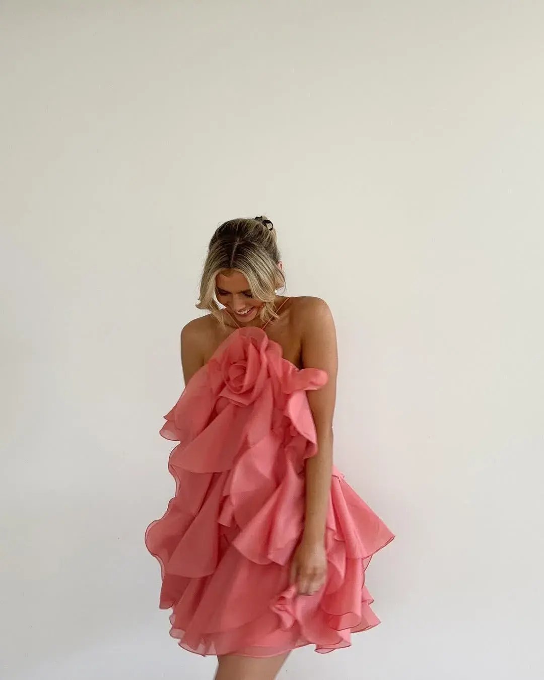 Aje Pandorea Layered Mini Dress Washed Coral Size AU 10 photo 5