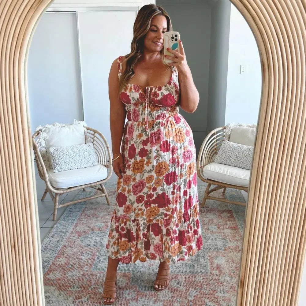 Kivari Maria Strappy Midi Dress Camela Floral Print Size 12 photo 4