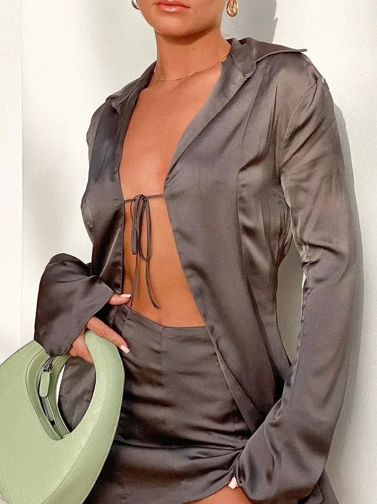 House of CB Ailsa Top and Catalina Mini Skirt Set Gray Size 8 photo 5