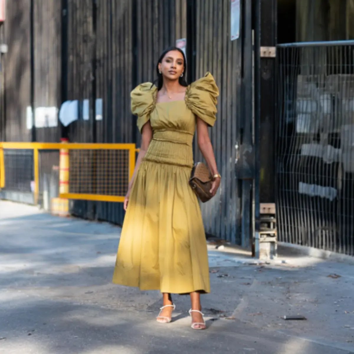 AJE  Frequency Butterfly Sleeve Dress Olive Green Size AU 8 photo 6