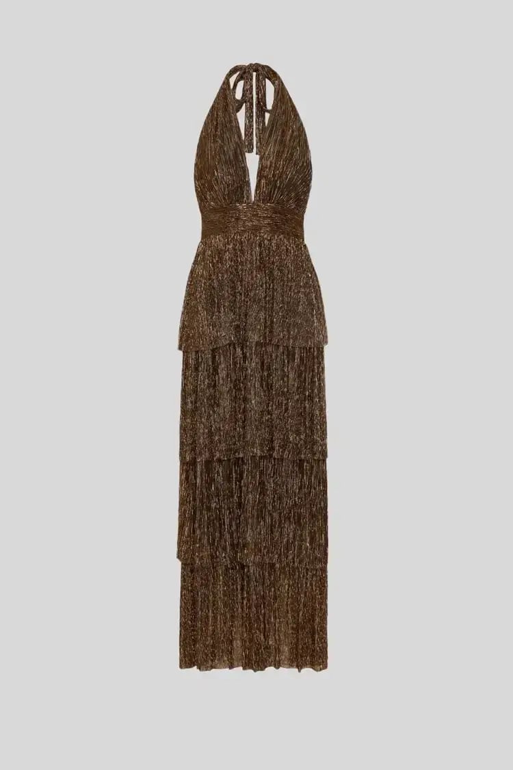 Sheike Galaxy Dress Bronze Size 6 photo 3