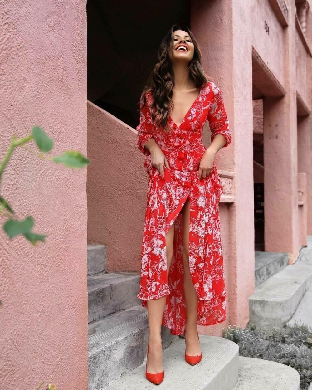 Kookai Sunshine Vee Maxi Dress Print Size 6 photo 2