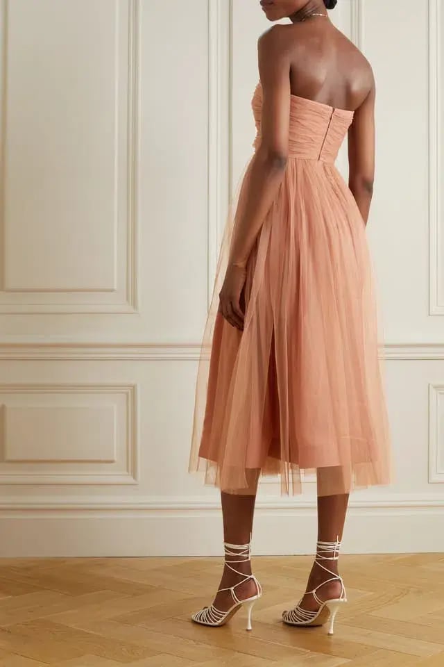 Zimmermann Lipstick Tulle Strapless Midi Dress in Lipstick Nude Size 1/AU 10 photo 2