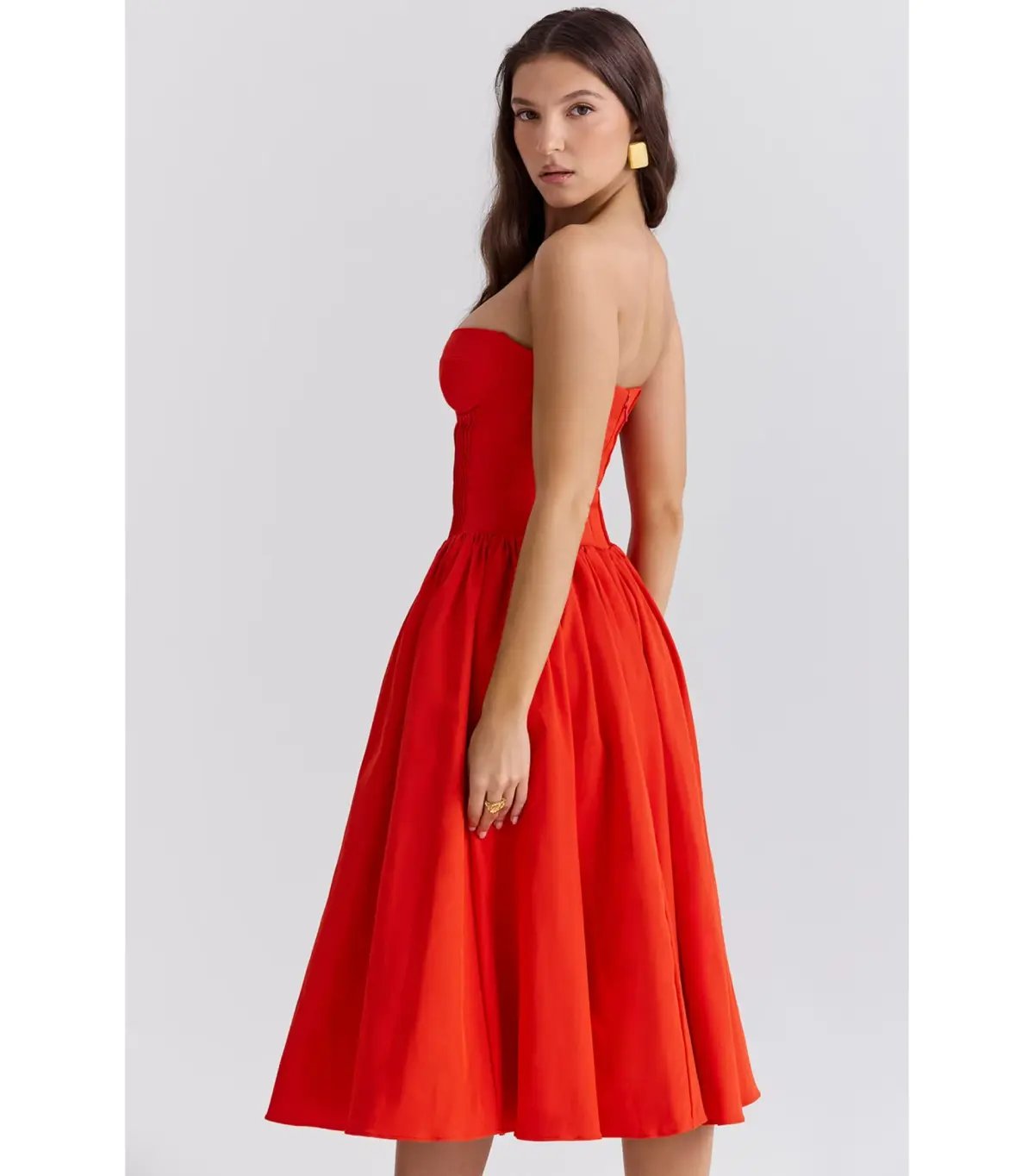 House Of CB Elizabeth Strapless Midi Sundress Italian Tomato Size XS / AU 6 photo 3