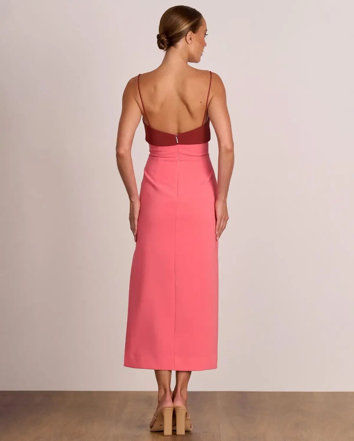 Pasduchas Ace Contrast Midi Dress Pink Red Size 8 photo 6
