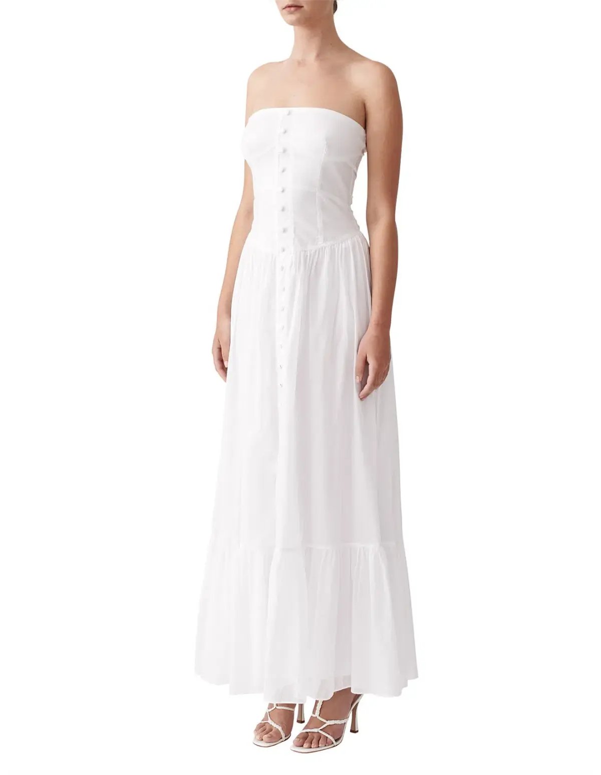 Joslin Anastacia Off Shoulder Strapless Cotton Maxi Dress White Size 8 photo 4