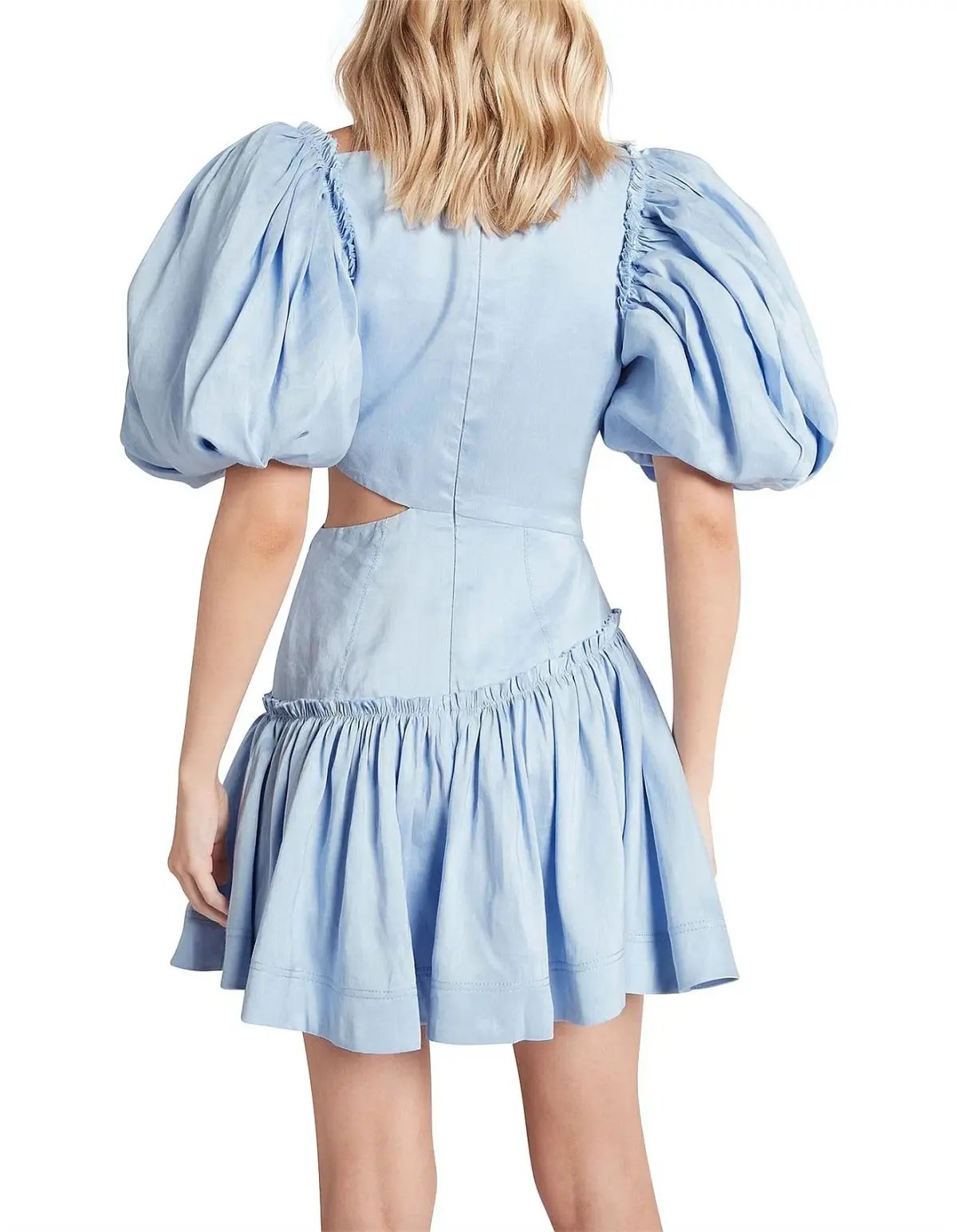 Aje Chateau Cut Out Mini Dress Sky Blue Size 10 photo 3