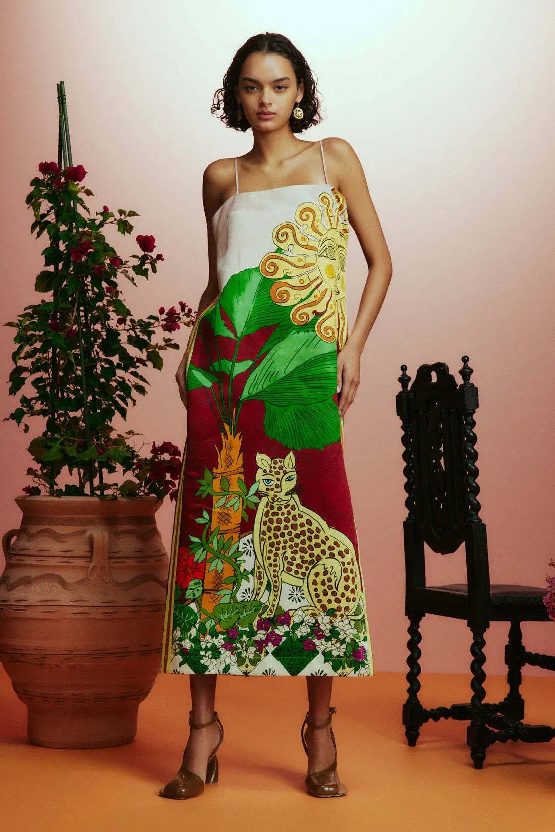 Alemais Tiger Slip Midi Dress Print Size 12 photo 2