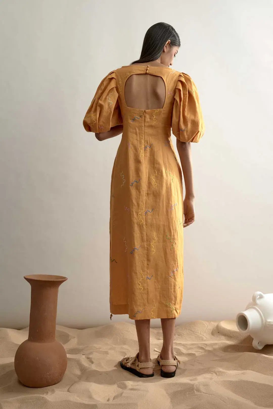 Alemais Sundance Midi Dress Yellow Print Size 6 photo 3