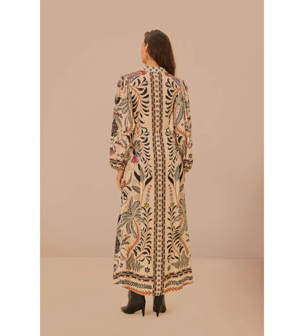 Farm Rio Sand Classic Nature Maxi Dress in Beige Size L/ AU 16 photo 4