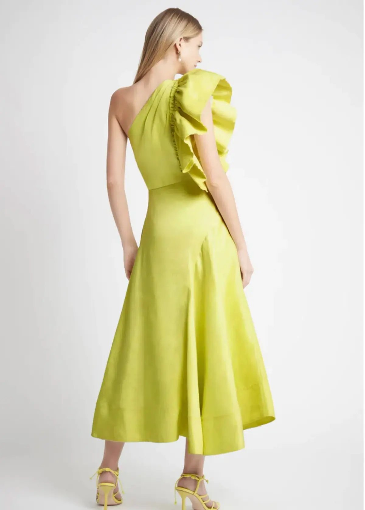 Aje Bonjour Asymmetric Midi Dress Lime Green Size 8 / S photo 3