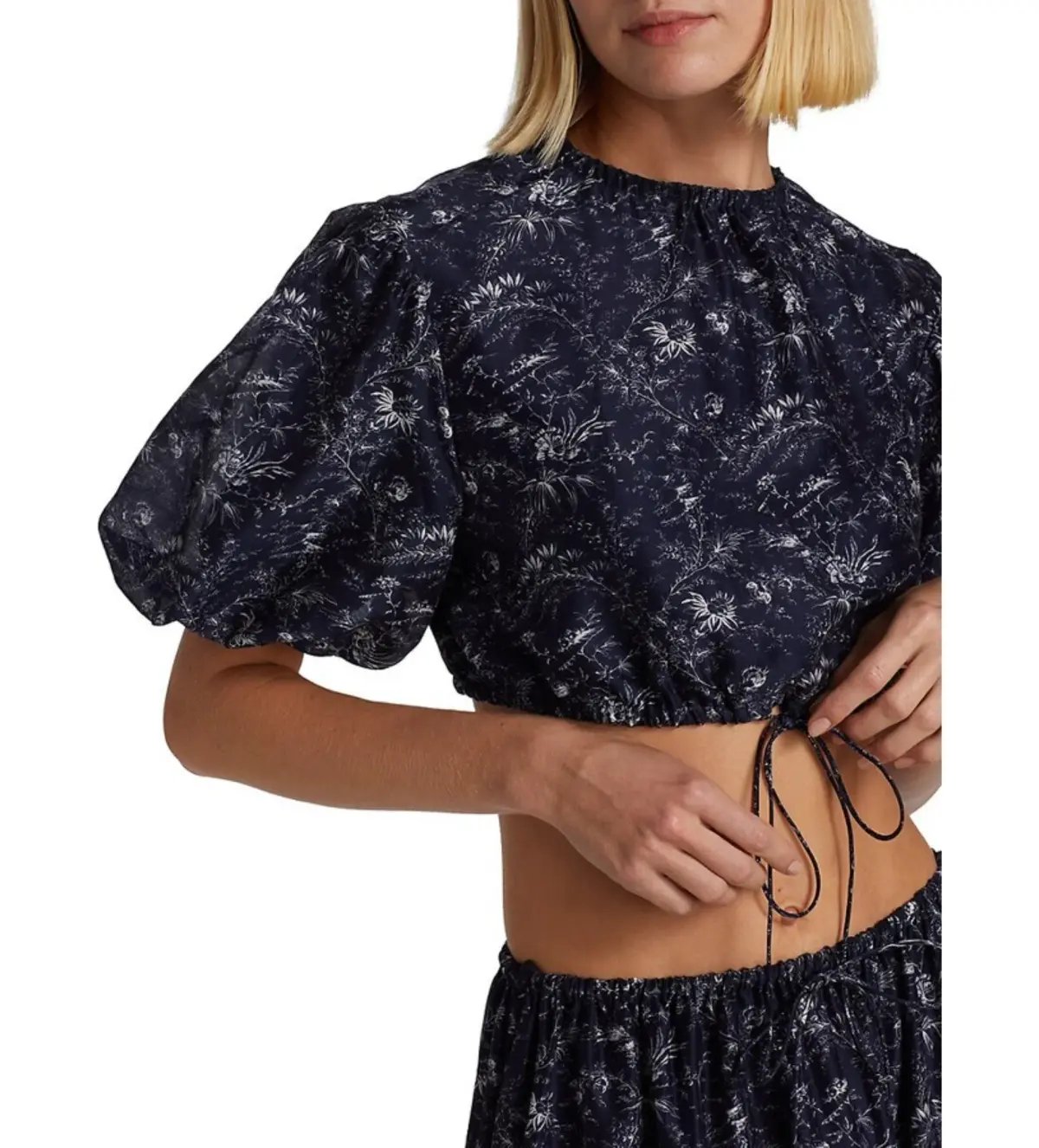 Sir The Label Caprice Puff-Sleeve Cropped Top and Maxi Skirt Set Navy Floral Size 0/AU 6 photo 5