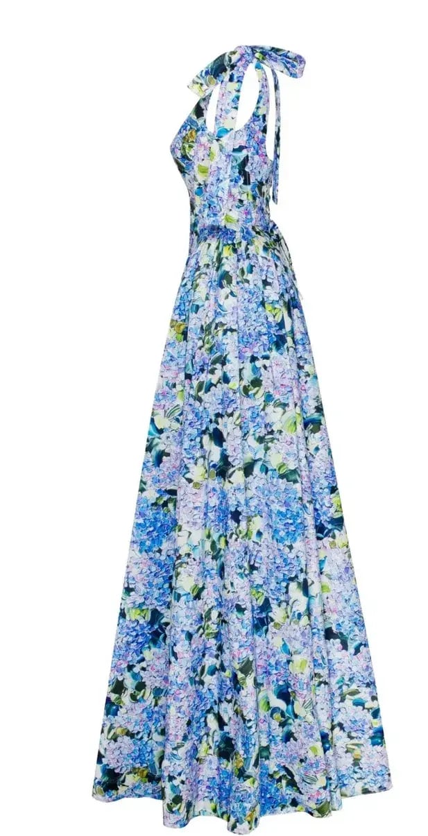 Milla Blue Hydrangea Strapped Maxi Dress size 10/M photo 3