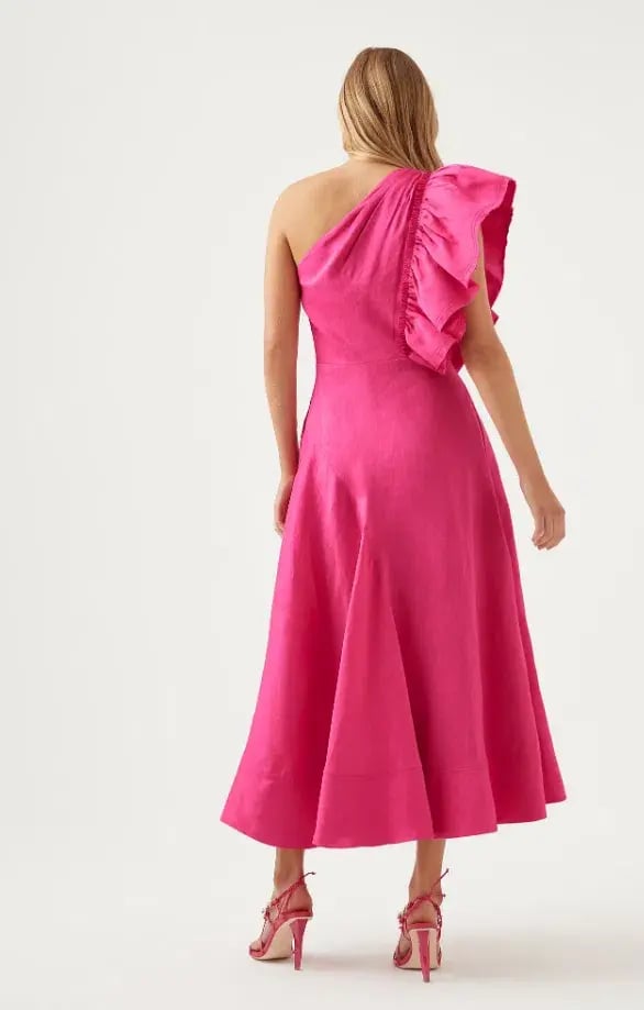 AJE Bonjour Asymmetric Midi Dress Fuschia Pink Size 16 photo 3