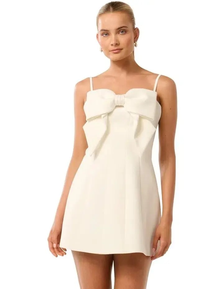 Forever New Hayley Bow Front Mini Dress Porcelain Size AUS 10 photo 2