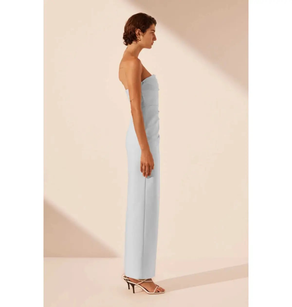 Shona Joy Lani Strapless Draped Maxi Dress Sky Size AU 12 photo 3