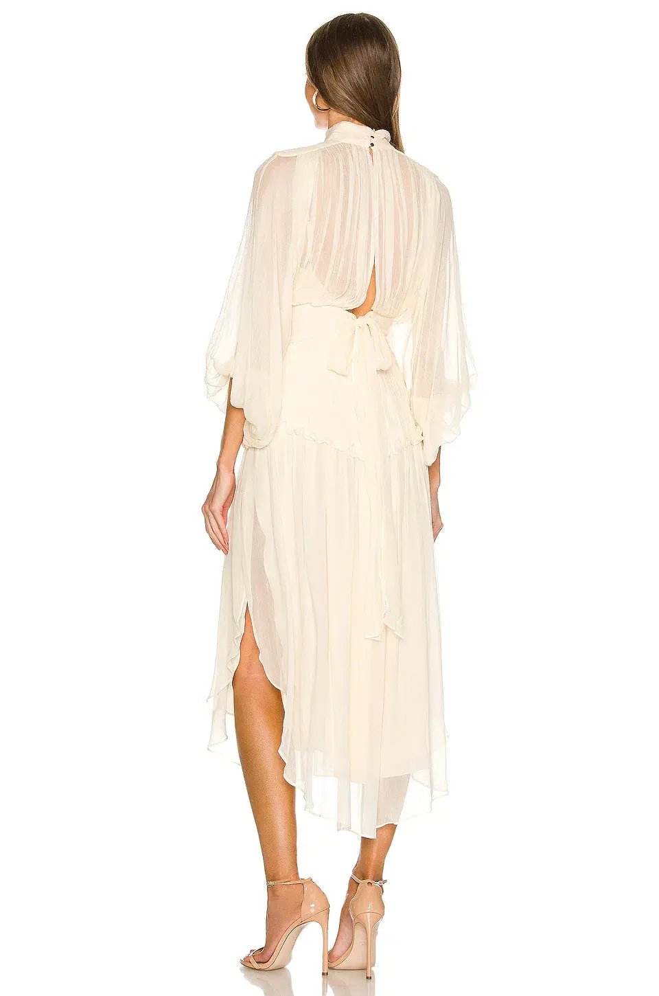 Shona Joy Iris Long Sleeve Open Back Midi Dress Cream Size 8 photo 2