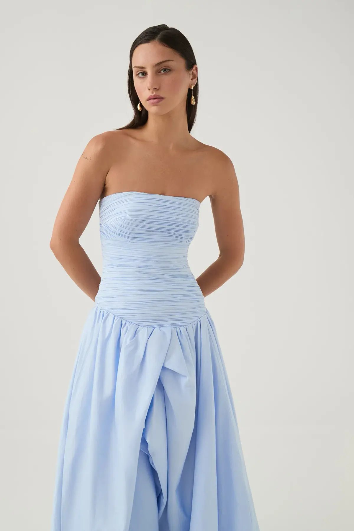 Aje Violette Bubble Hem Maxi Dress Pearl Blue Size 6 photo 4