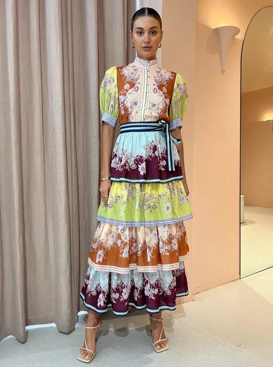 Alemais Marlow Frill Midi Dress in Multi Size 10 photo 2